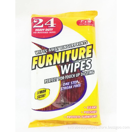 Lingettes humides pour produits de nettoyage de meubles et de fenêtres